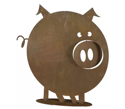 H.G-Deko Schwein Gustav auf Bodenplatte 49cm Naturrost  H.G-Deko Schwein Gustav auf Bodenplatte 49cm Naturrost