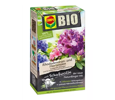 Compo BIO Rhododendron&Hortensien LGZ-Dünger mit Schafwolle  Compo BIO Rhododendron&Hortensien LGZ-Dünger mit Schafwolle