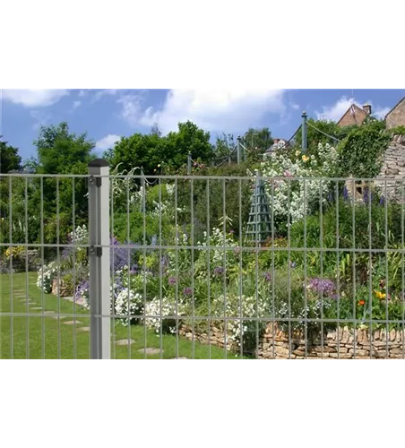 Doppelstabmattenzaun 123 x 251 cm, feuerverzinkt / silbergrau, 6/5/6, Standard